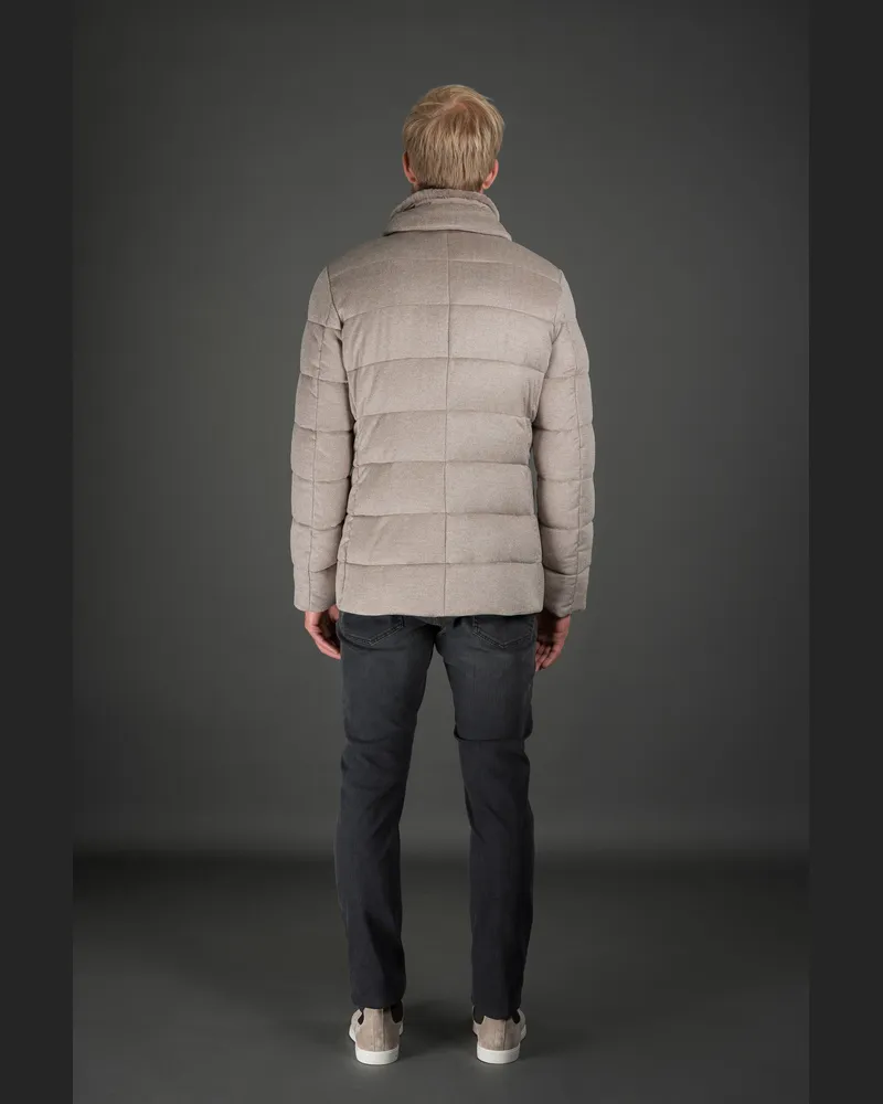 MOORER Mens Camel Quilted Jacket With Buttons Clothing Camel