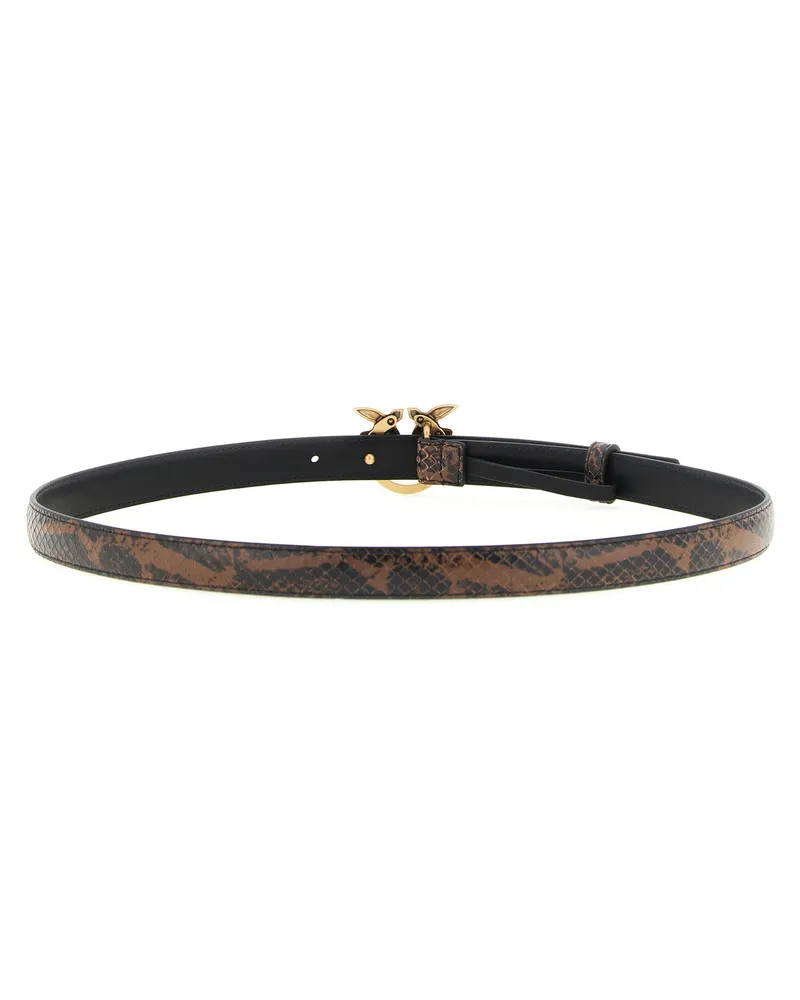 Pinko Python Print Leather Belt — Brown Brown
