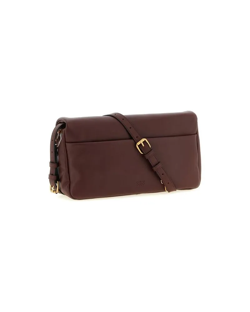 Pinko Lambskin Leather Crossbody Bag — Brown Brown