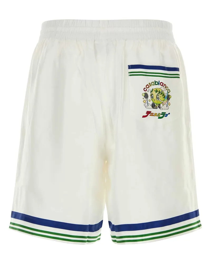 Casablanca Paris Maw25tr01201 Tennismascot Silk Short White