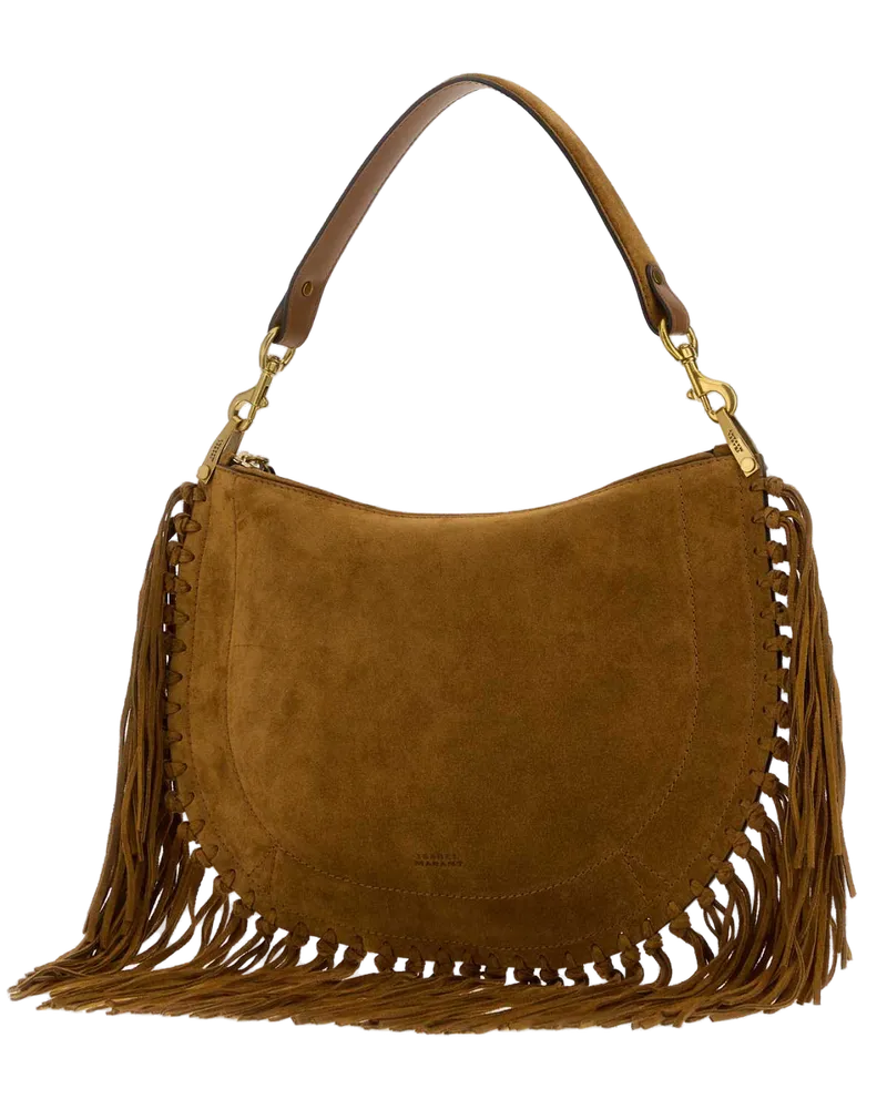 Isabel Marant Women's Brown Suede Oskan Shoulder Bag Cognac Borse A Mano Brown