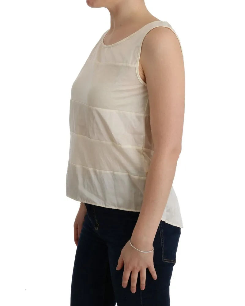 CoSTUME NATIONAL Women's Beige Asymmetric Top Blouse Cotton Beige