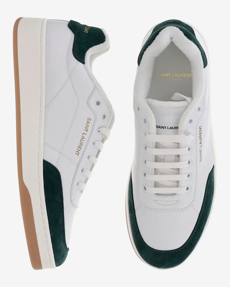 Saint Laurent Men's Leather Sneakers White Trainers White