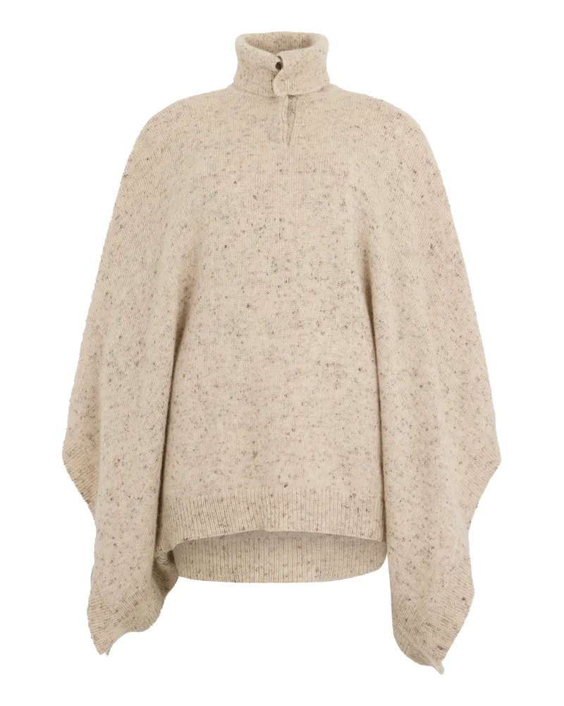 Fabiana Filippi Wool-Blend High-Collar Cape — Beige Beige