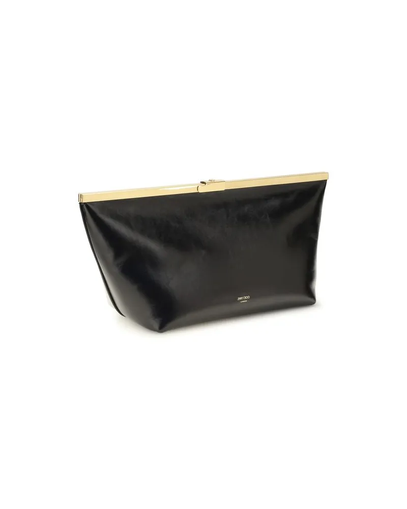 Jimmy Choo Calfskin Leather Clutch — Black Black