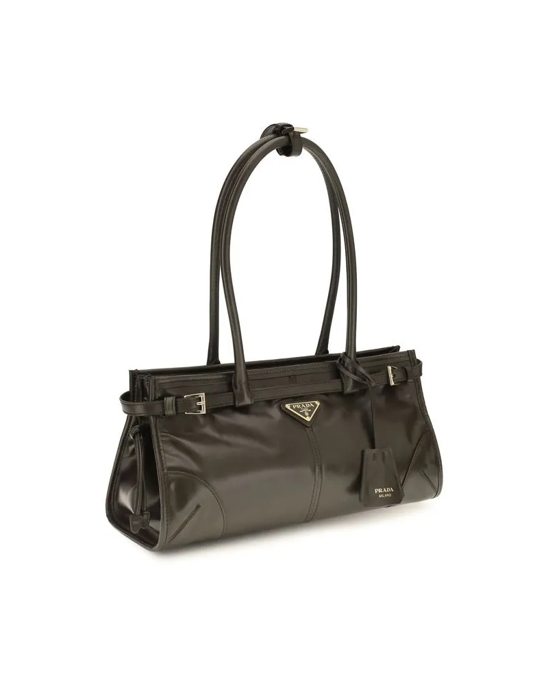 Prada Bonnie Calfskin Leather Shoulder Bag — Black Black