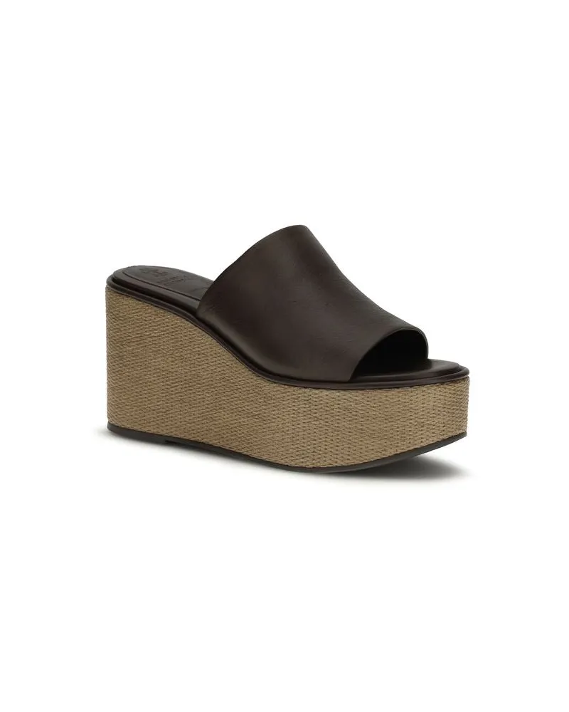 Brunello Cucinelli Women's Brown Calf Leather Bos Taurus Platform Sandals Brown