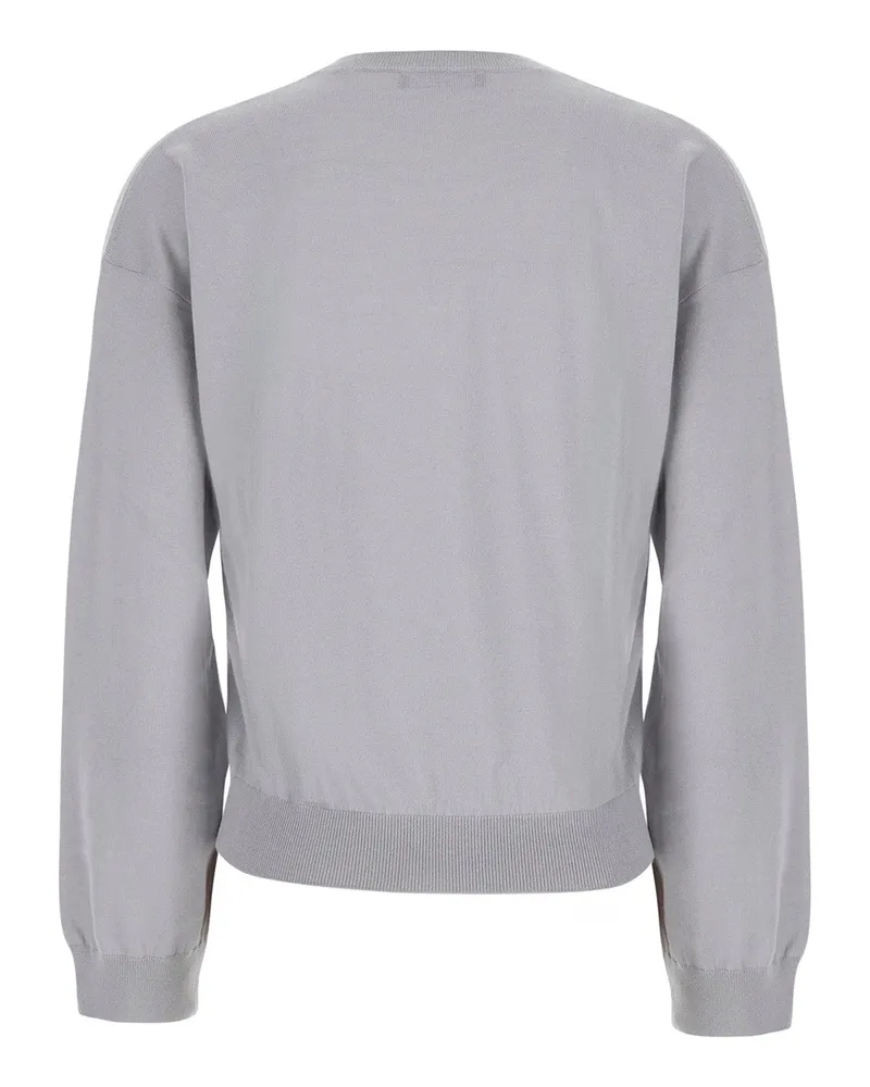 Fabiana Filippi Wool-Cotton V-Neck Sweater — Gray Gray