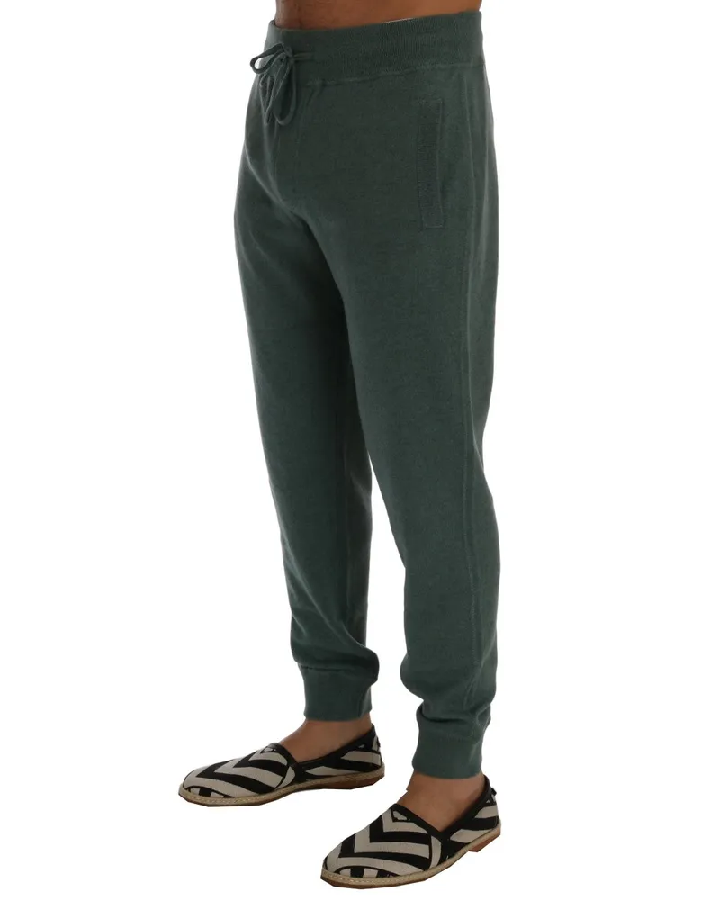 Dolce & Gabbana Men Green Cashmere Training Pants Green