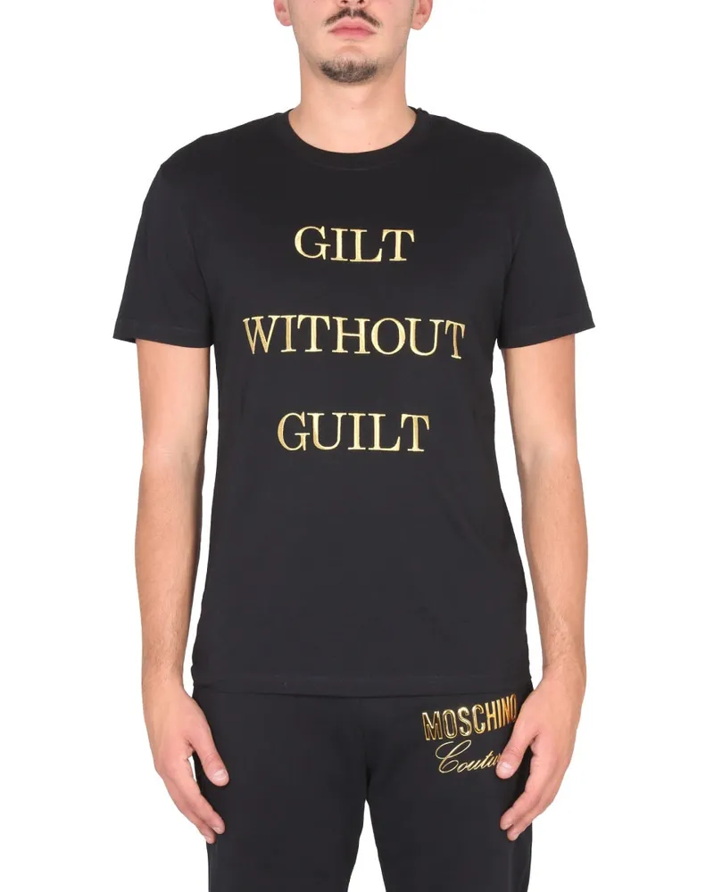Moschino Logo-Print Cotton T-Shirt — Black Black