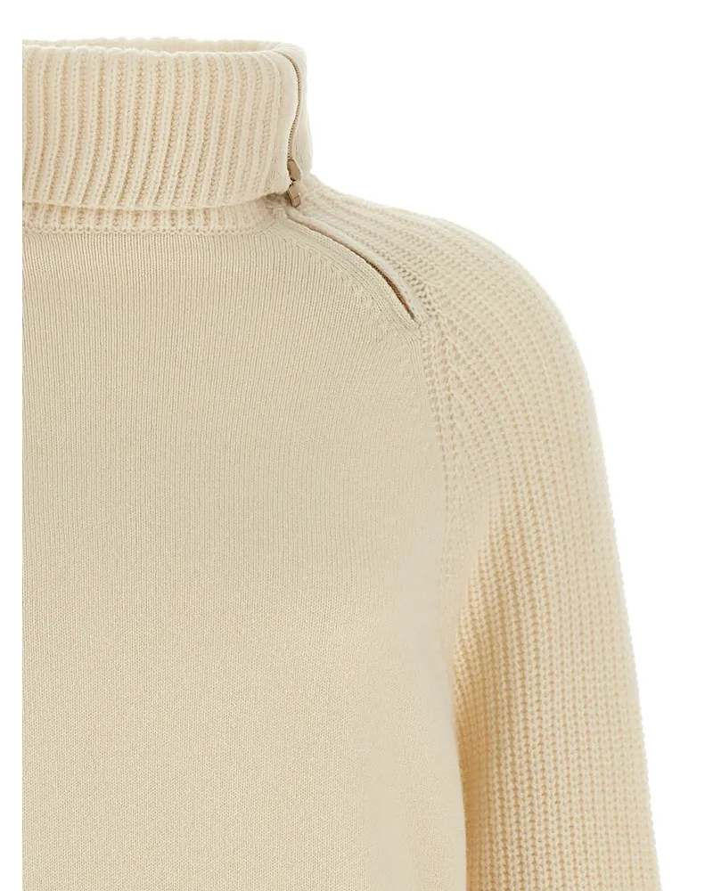AGNONA High Neck with Side Zip Sweater — Cream Cream