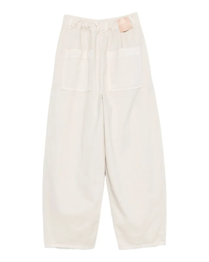 ALYSI Wide-Leg Cotton Trousers — White White