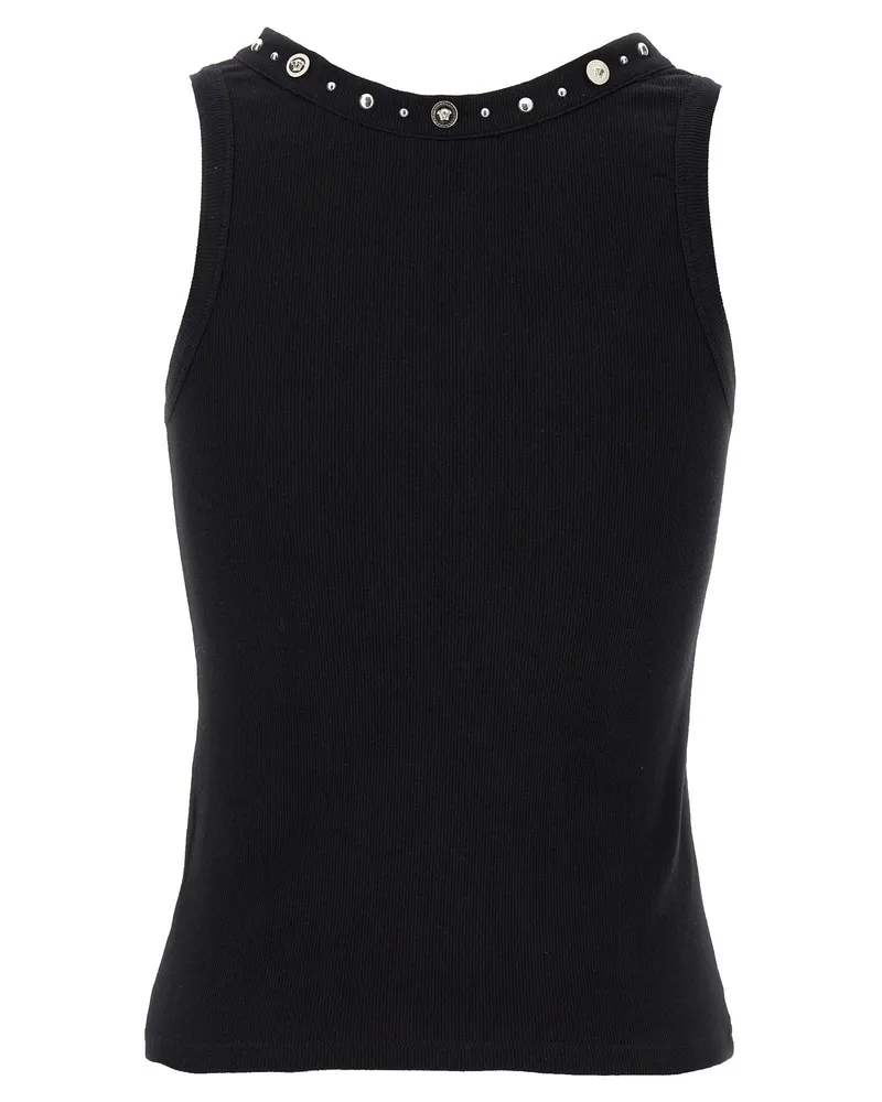 Versace Women's Black Cotton Sleeveles T-Shirt Black