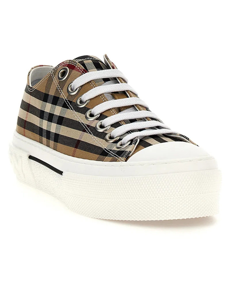 Burberry Check Canvas Sneaker — Tan Tan