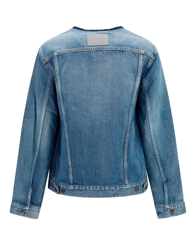 Balenciaga Women's Hourglass Denim Jacket Dark Blue Merino Wool Ovis Aries Blue