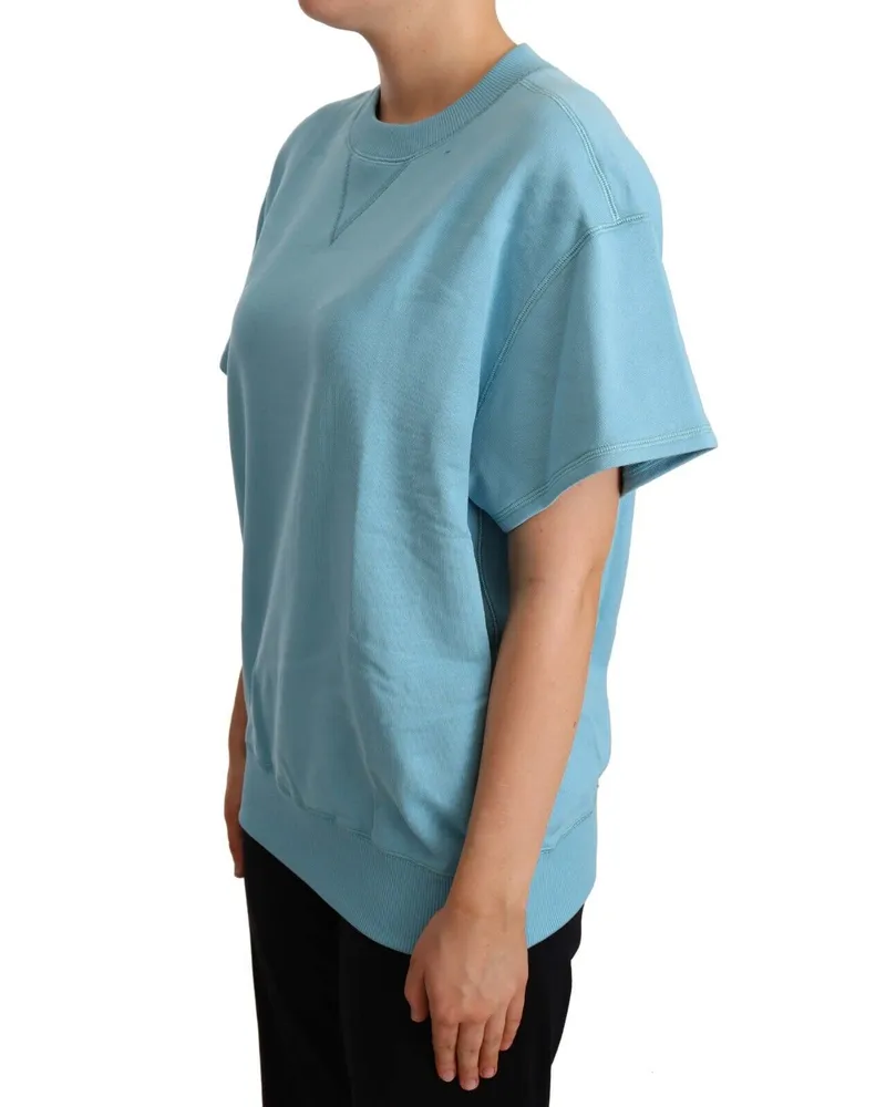 Dolce & Gabbana Women's Blue Cotton Short Sleeves Crew Neck Top Blue