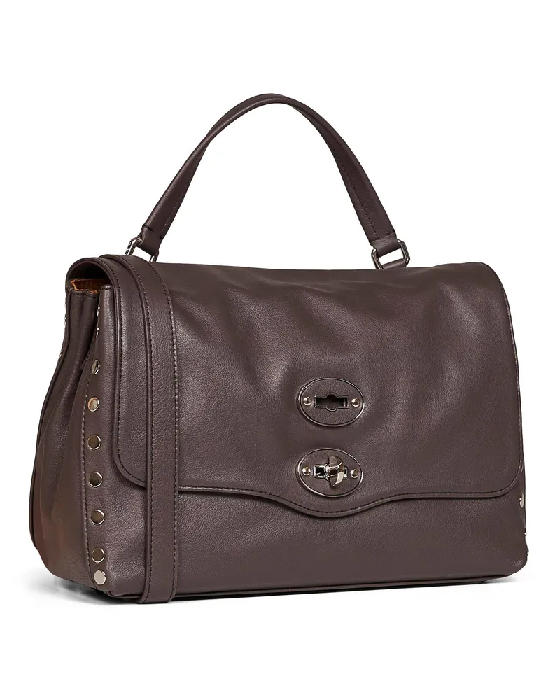 Zanellato Women's Handbag Small Postina Brown Marengo Calf Leather; Polyethylene Handbags Hand Bags Brown