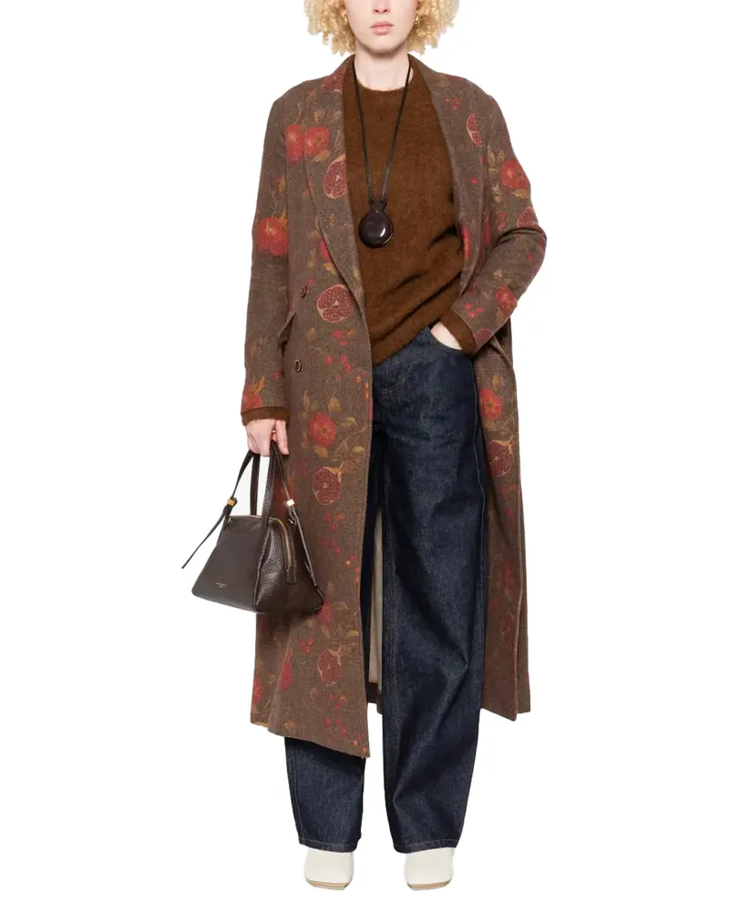 Uma Wang Pomegranate-Print Wool Blend Coat 