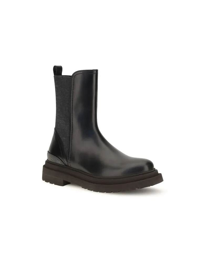 Brunello Cucinelli Calf Leather Chelsea Boot — Black Black
