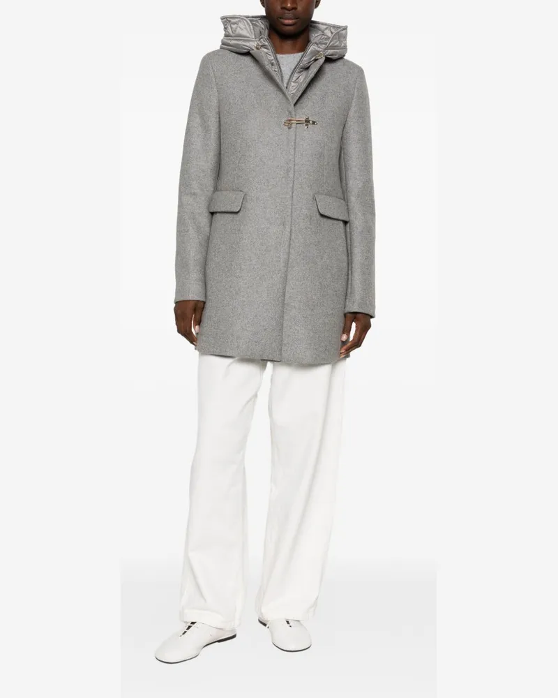 Fay Felted Wool with Quilted Hood Coat — Grey Grey