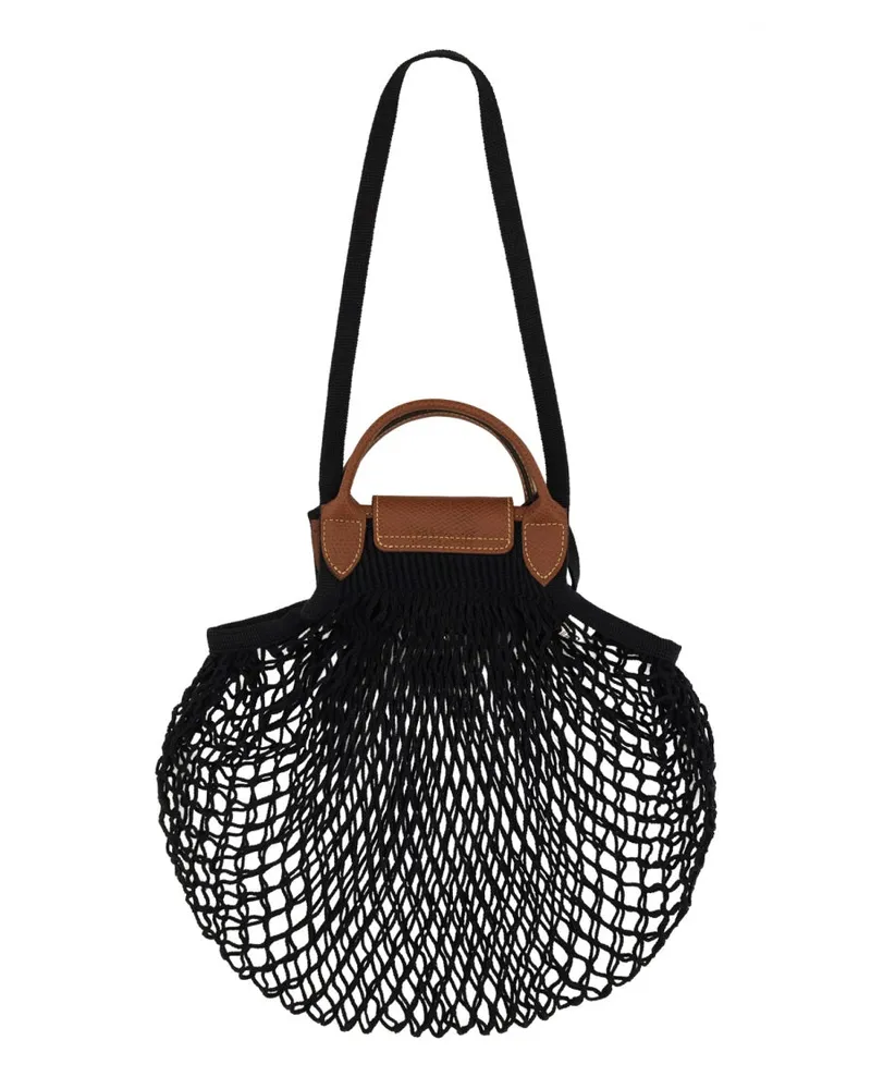 Longchamp Women's Le Pliage Filet Large Bag Black Cotton Handbags Hand Black