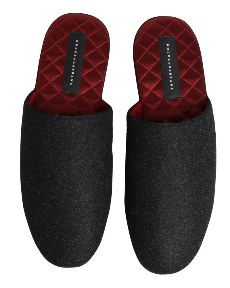 Dolce & Gabbana Men's Wool Cashmere Chevron-Quilted Slipper Gray Gray