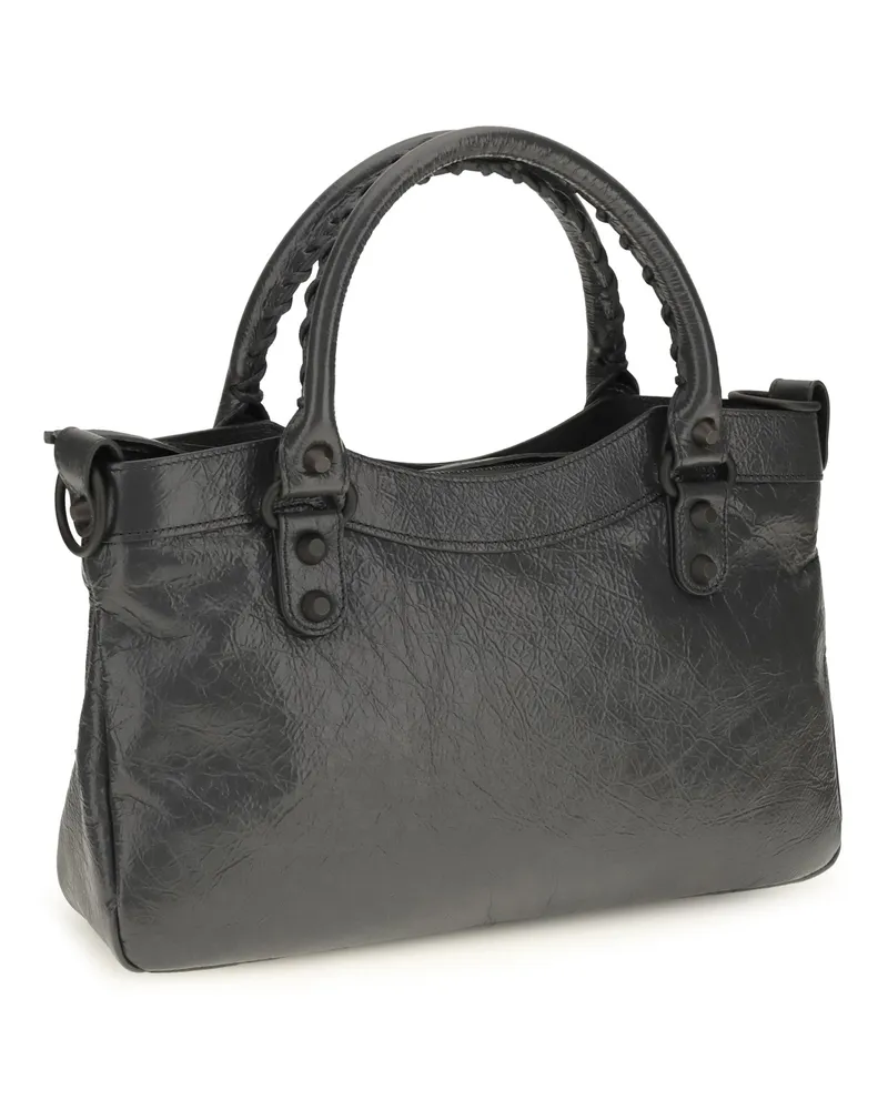 Balenciaga City First Lambskin Leather Shoulder Bag — Gray Gray