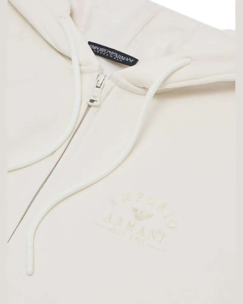 Emporio Armani Embroidered Logo Hoodie — White White