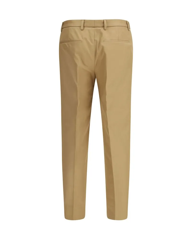 Gucci Men Beige Cotton Casual Pants Beige