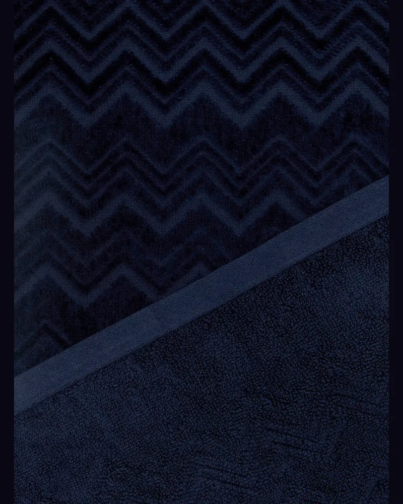 Missoni Home Unisex Towel Set Zigzag Blue Cotton Towels & Bath Robes Blue