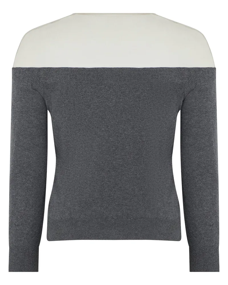 Maison Margiela Women Cardigan With Transparent Insert, Dark Grey Melange Cotton Cardigans Sweater Gray