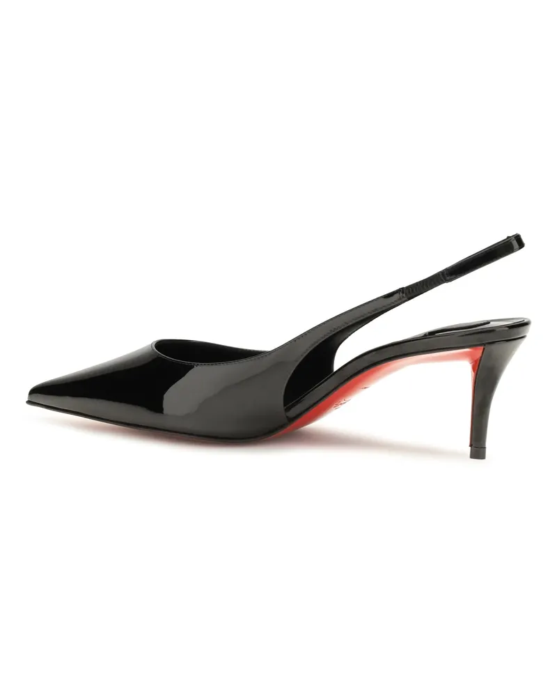 Christian Louboutin Women's Slingback Pumps Miss Z Black Patent Leather Calf High Heel Shoes 