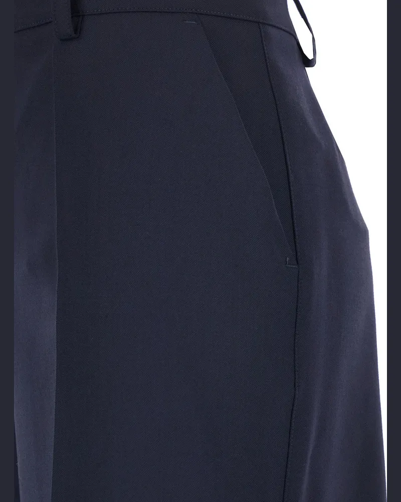 P.A.R.O.S.H. Women's Blue Pants With Front Button And Zip Closure Cotton Trousers Navy