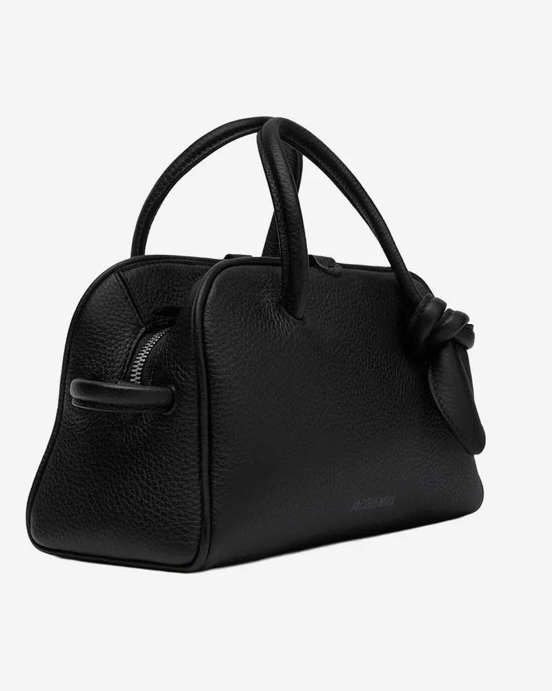 Jacquemus Women's Il Piccolo Turismo Bag Black Calfskin Leather Handbags Hand Black