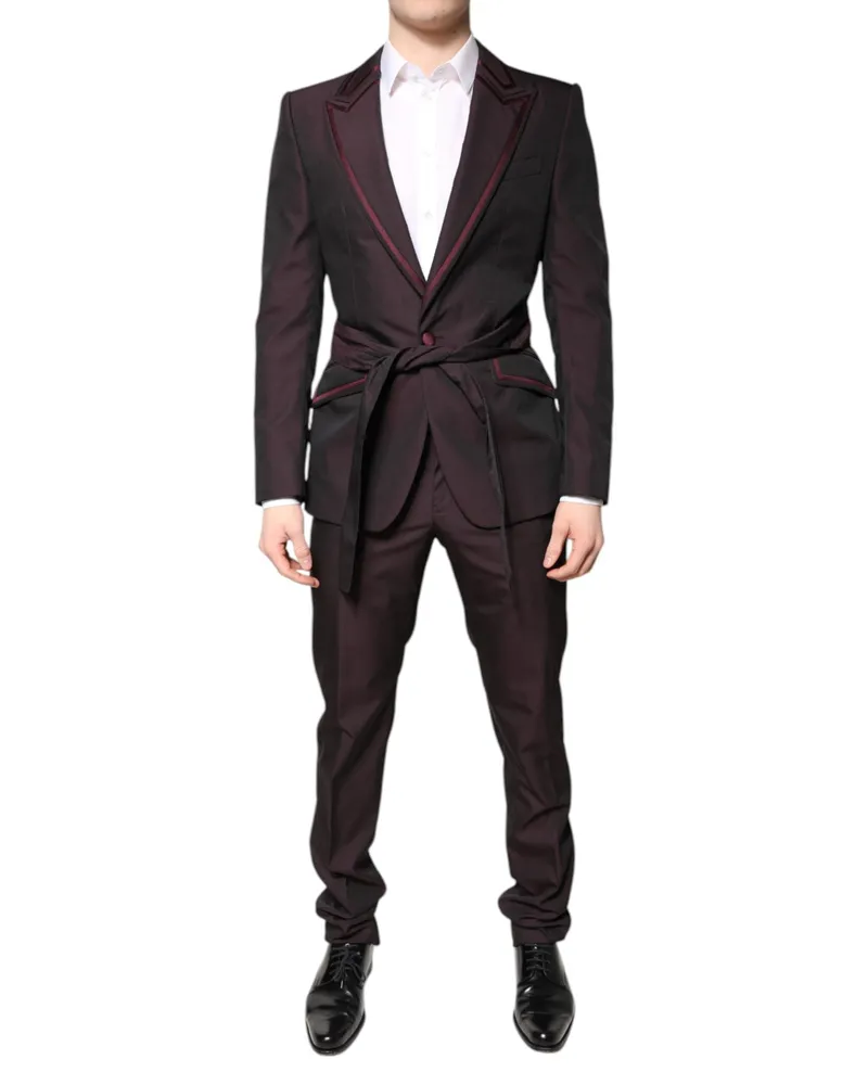 Dolce & Gabbana Single-Breasted Slim Fit Pant Suit — Maroon Maroon