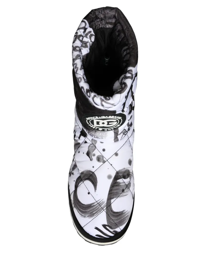 Dolce & Gabbana Women's Logo-Print Padded Boot White Polyester White