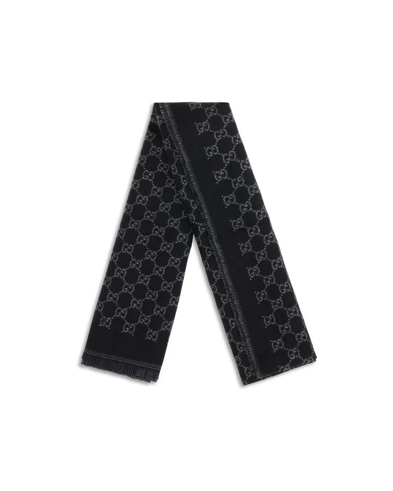 Gucci GG Monogram Merino Wool Scarf — Black Black