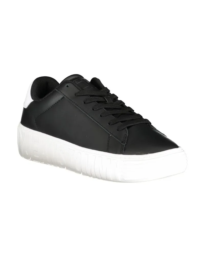 Tommy Hilfiger Leather and Polyurethane Sneaker — Black Black