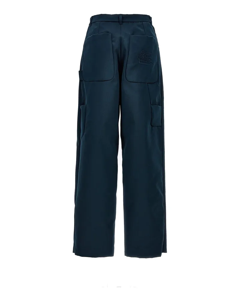 Etro Women's Blue Polyester Cargo Pants Navy
