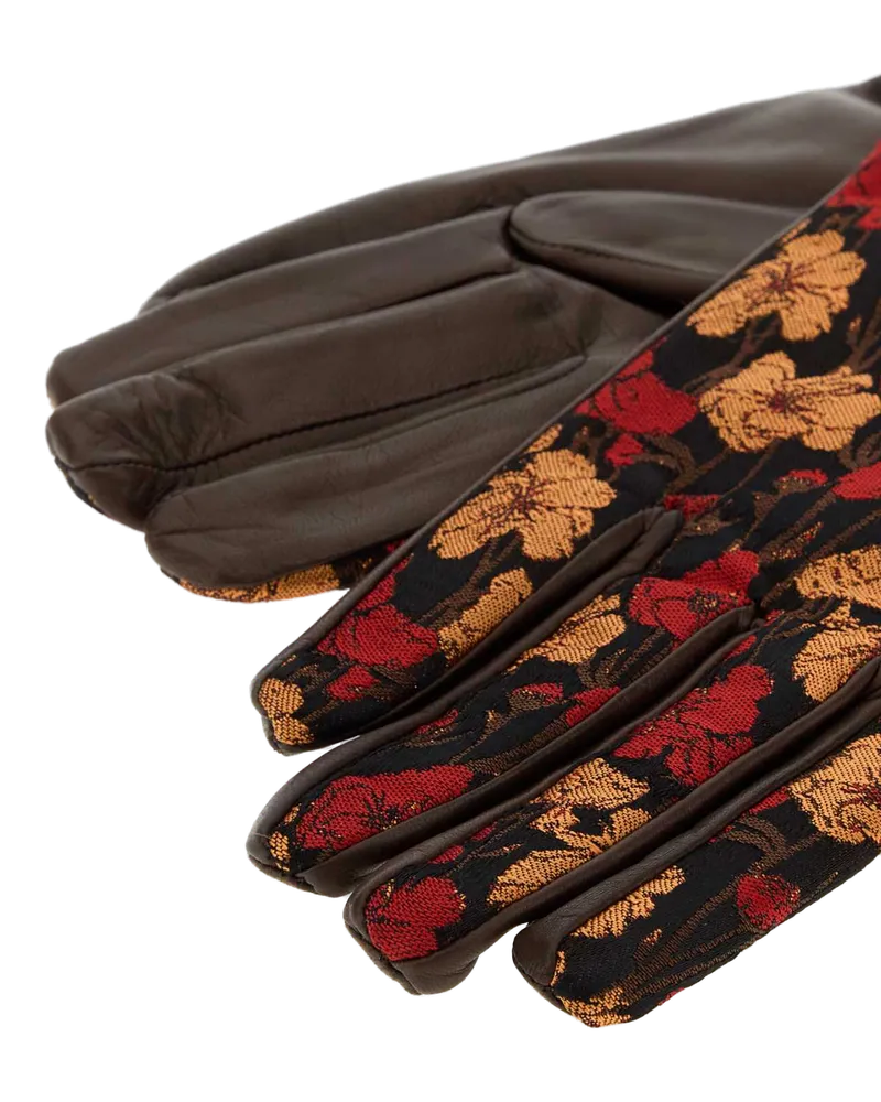 Dries van Noten Men's Multicolor Cotton And Leather Gloves Red Guanti Red
