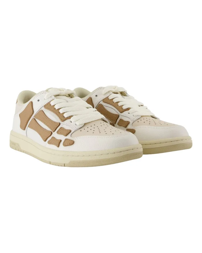 Amiri Men's Skel Top Low Sneakers -  Leather Brown Calfskin Shoes White