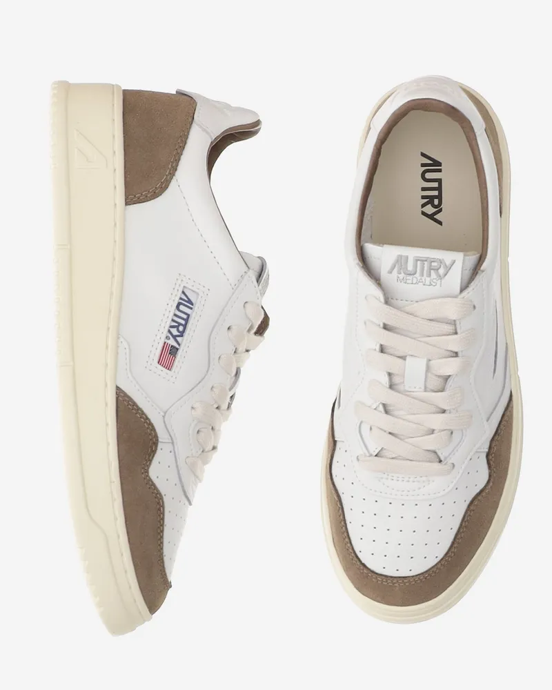 AUTRY Men's Sneakers Medalist Low Brown Leather Trainers Brown