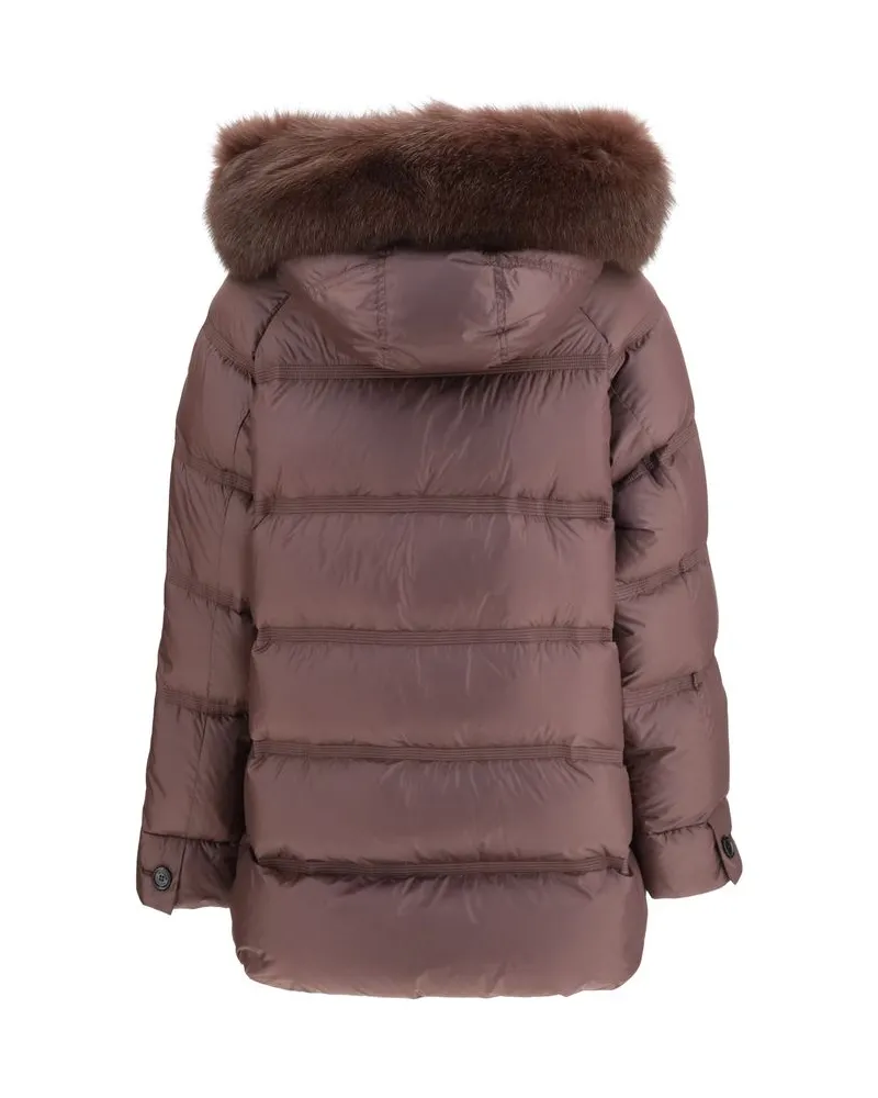 Peuterey Women's Bordeaux Polyester Full-Length Jacket Clothing Beige