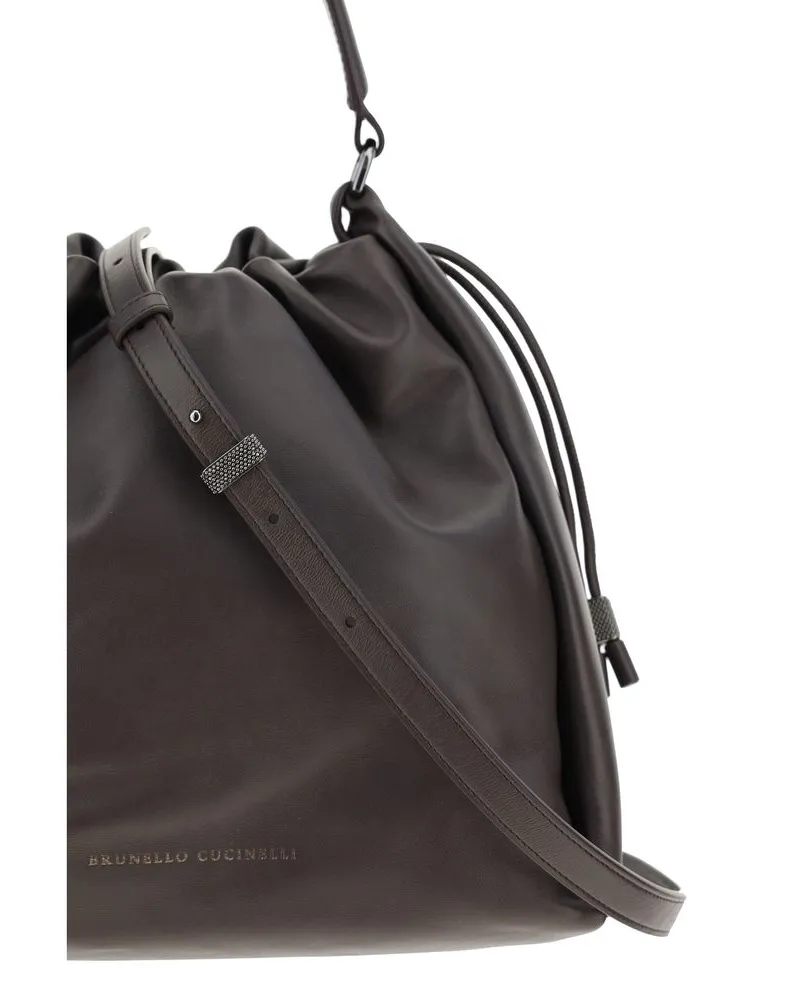 Brunello Cucinelli Calf Leather Shoulder Bag — Brown Brown