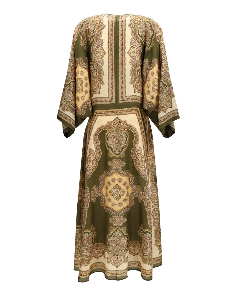 Zimmermann Women's Mahon Tunic Dress Olive Paisley Silk Green
