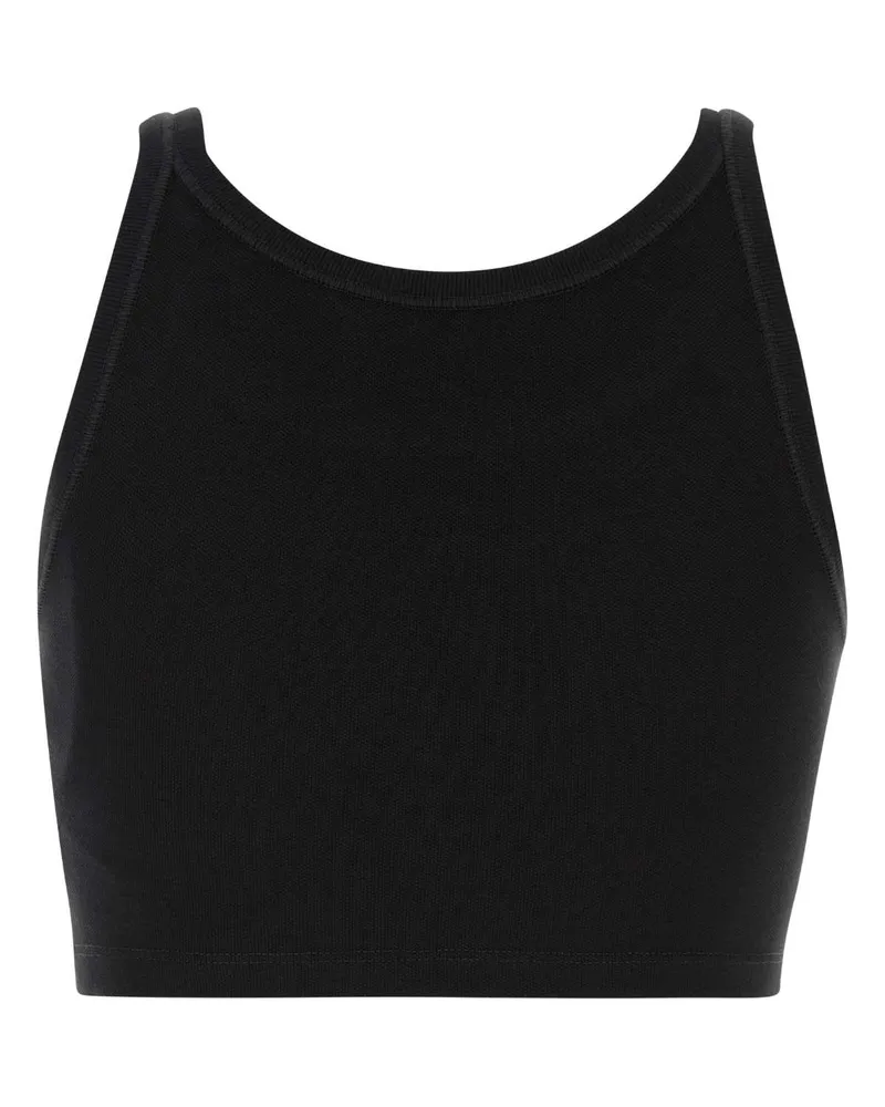 Palm Angels Women Black Piquet Top 1003 Exterior: Cotton Maglie Black