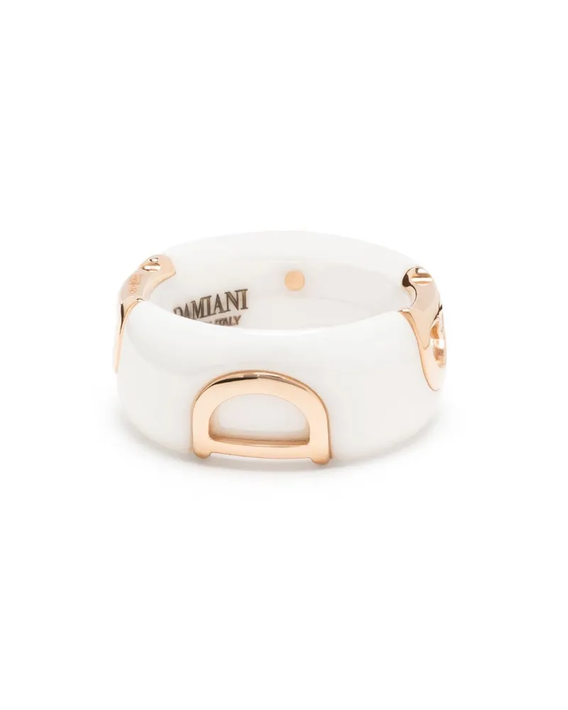 DAMIANI Women's 18kt Rose Gold D.icon Diamond Ceramic Band Ring Continuty White