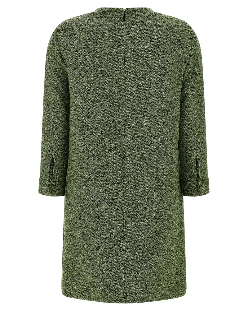 Gucci Women's Bicolor Cotton Short Dress Green
