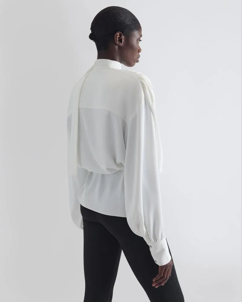 IRO Draped Tie-Neck Shirt — White White