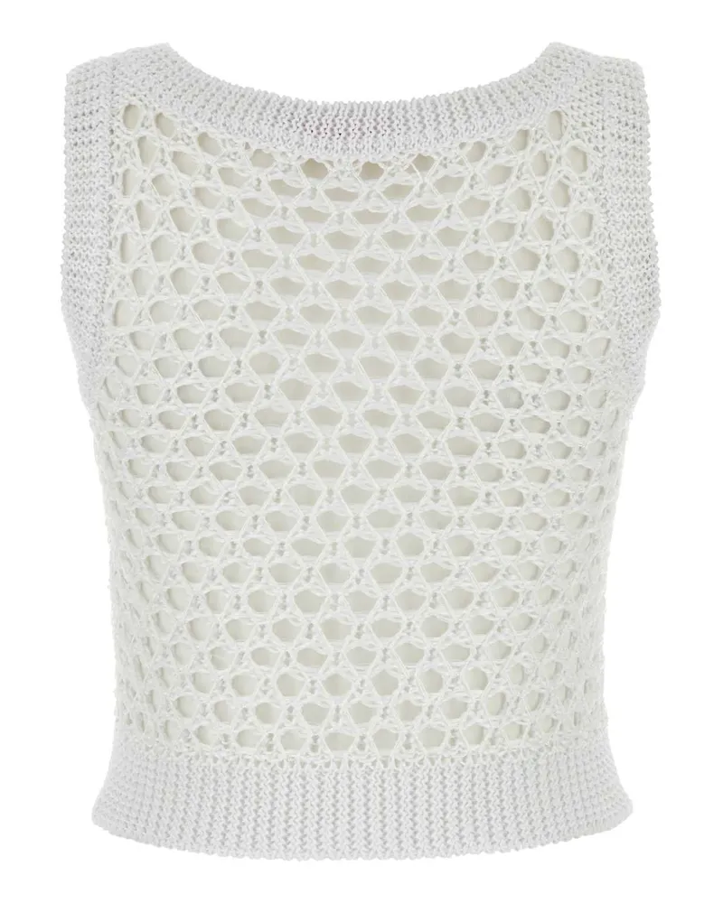 Valentino Garavani Women's White Mesh  Escape Crop-Top Bianco Maglie Sweater White